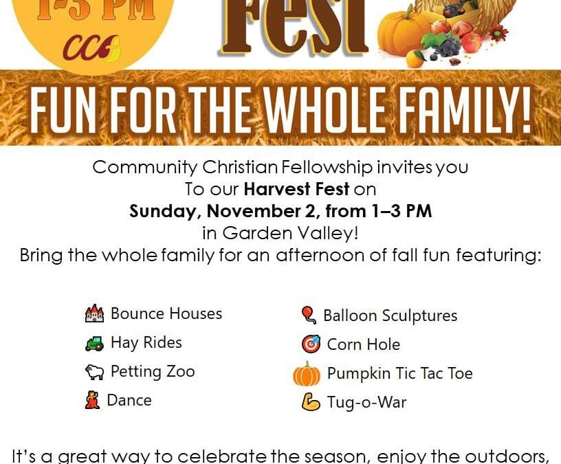 Nov 2, 12:30-2:30 PM: Harvest Fest Celebration: Fun for the Whole Family!