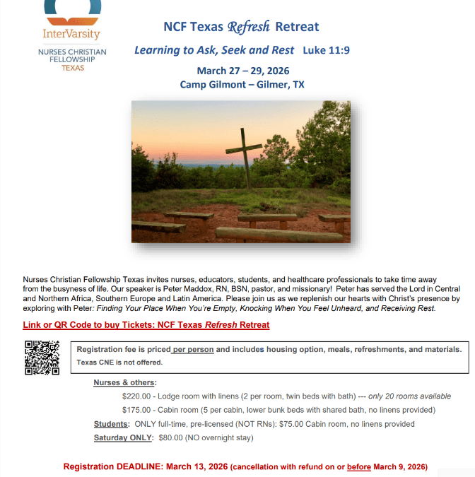Nurses Christian Fellowship Texas Refresh Retreat