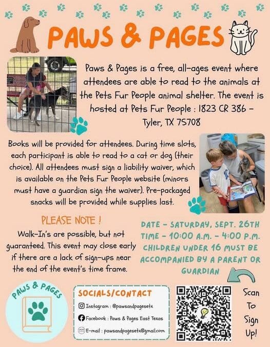 Paws & Pages – Reading to Shelter Animals